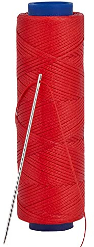 Shelver Alambre encerado, hilo fuerte para cuero, tapicería, zapato, bolso, incl. aguja (color: rojo)