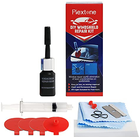Plextone Kit di Riparazione per Parabrezza Fai da Te per Tori Occhi Stella Mezza Luna Lunga crepa Combinazione di Riparazione (S308)