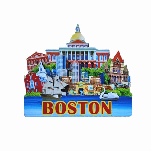 3D-Kühlschrankmagnet, Motiv: Boston Amerika, Souvenir, Geschenk, Holzbastel-Kollektion