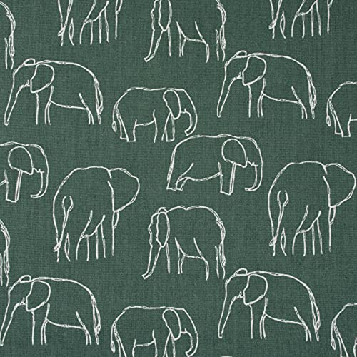 SCHÖNER LEBEN. Baumwollstoff Popeline Elefant abstrakt dunkelgrün weiß 1,45m Breite