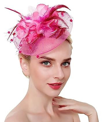 Damen Fascinator Hut Party Braut Mesh Kopfbedeckung Frauen Mädchen Haar Clip Accessoire Federn Blumen Kopfschmuck 20er Jahre Stirnband Elegant Klassisch Hochzeit Haarschmuck für Kirche Tea Cocktail
