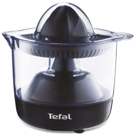 Tefal Citrus Press Equinox ZP12E8 Zitruspresse, Schwarz, 25 W, großes Fassungsvermögen von 450 ml, automatisches Ein-/Ausschalten, Zwei-Wege-Drehkonus, kompakt, Schwarz