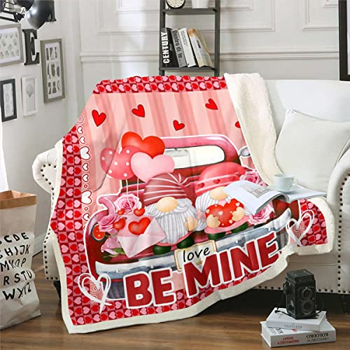 Valentinstag Decke 229x229 Nettes Paar Gnom Decke Werfen für Schlafsofa Romantische Rose Blumen Fuzzy Decke Love Be Mine Bedruckte Fleece Decke Kawaii Herz Patchwork Decke Rot Sherpa Decke
