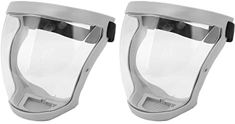 Protector facial transparente, antivaho, protector facial transparente HD con almohadillas de algodón para proteger los ojos, la cara, a prueba de salpicaduras (gris y blanco)