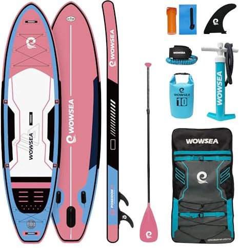 WOWSEA Poseidon P1 Aufblasbares Paddle Board, Langlebiges und Stabiles Touren Paddelboard, Reisen & Freizeit SUP Board mit iSUP Zubehör, Gute Wahl für Aquatische Lehre und Erholung