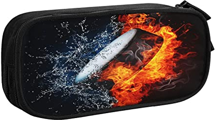 HAOSOFT Federmäppchen Eishockey Feuer Wasser Federmappe Etui für Jungen Mädchen Große Schulsachen Federtasche Schulmäppchen Mäppchen für Schule Büro Makeup