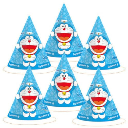 BeenSmile, DORAEMON GEBURTSTAGSHUT, Papphüte, Kindergeburtstag Dekoration, Geburtstag Party Hüte, 6 Stk.