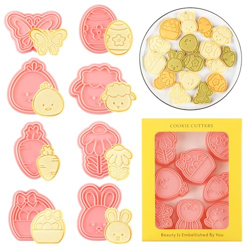 Ausstechformen Ostern, RosyFate 8 Stück Keksausstecher Ostern, Ausstecher Ostern, Ausstechformen Plastik, Ausstecher Hase, für Backen DIY Cookie Fondant Schokoladen Tortendeko
