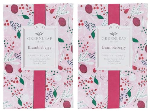 Greenleaf BRAMBLEBERRY 2 pack of Large Scented Sachet Bag, Drawer Fragrance Wardrobe Air Room Freshener with Wild Berries, Pear, Pineapple, Damask Rose, Cashmere Wood, Amber, Musk, Candy Floss