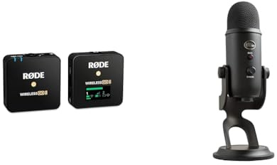 RØDE Wireless GO II Single Ultra-compact Dual-channel Wireless Microphone System & Logitech Blue Yeti USB Microphone for PC, Mac, Gaming, Recording, Streaming, Podcasting, Studio