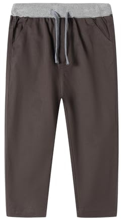 Mud Kingdom Little Boys justerbar dragsko ribbad elastisk midja byxor twill 3-9 år, Brun, 7-8 År