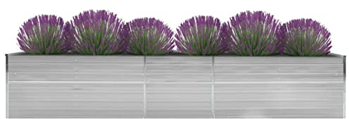 Chaduof Garten-Hochbeet, Palettenrahmen, Hochteich, Gemüsebeet, Kräuterregal Balkon, Blumenbeet, Kräuterspirale, Tomatenbeet, Pflanzhochbeet, Verzinkter Stahl 400x80x45 cm Grau