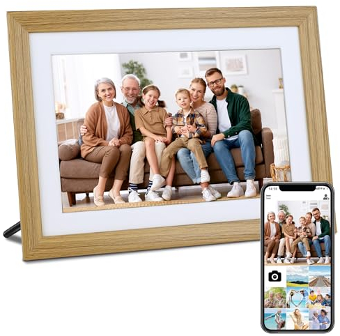Veidoo 10,1 Zoll Smart Cloud Digitaler Bilderrahmen, 1280 x 800 IPS-Touchscreen, für Familien, digitaler Bilderrahmen mit eingebautem 32 GB Speicher, teilen Sie Momente über Frameo-App (Burlywood)