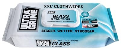 UltraGrime Pro Lot de 50 chiffons de nettoyage pour surfaces brillantes en verre et acier inoxydable