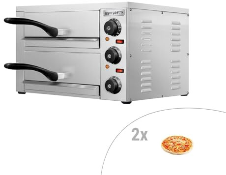 GGM Gastro | MPOJ175 | Elektro Mini Pizza-/Flammkuchen Ofen - 2x 33cm - Manuell