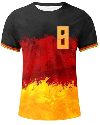 Deutschland Flagge Germany Fußball Trikot Deutschland T-Shirt Fanartikel T-Shirts für Herren Kurzarm Rundhals Sommer Trikot Kinder EM 2024 Soccer Jersey T-Shirt Deutschland