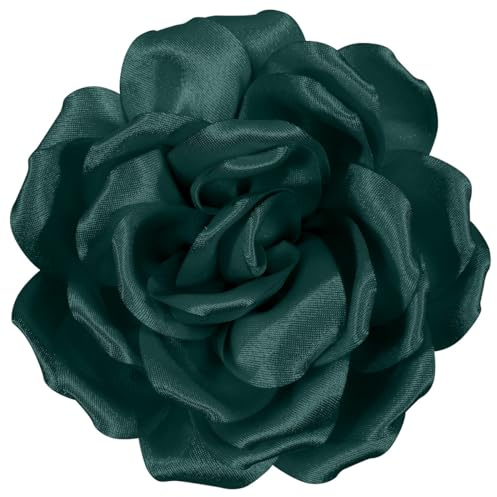 Mecool Haarschnitt große Rose Brosche Brosche Blume Kopfblume Haarklammer Mädchen Hochzeit Party Accessoires 1 stück (1er Pack) Tiefgrün