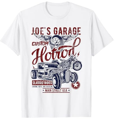 Joe's Garage Custom Hotrod Classic Rides Design Distressed Maglietta