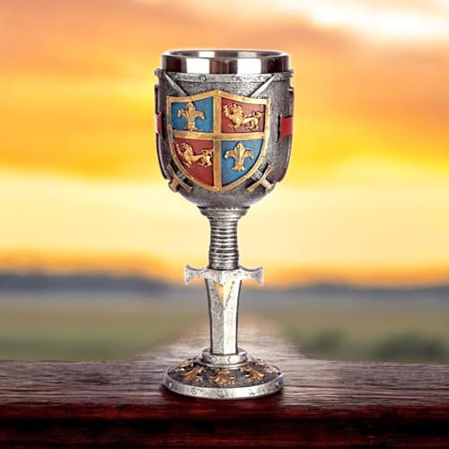 Osiris Trading UK Verre médiéval de chevalier Templier avec calice et croisé - Décoration gothique - 19 cm