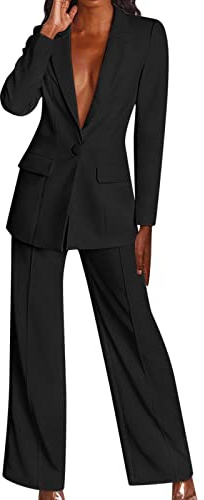 Generico Tailleur Donna Eleganti Elegante Cerimonia Formale Blazer & Pantaloni Business Feste Completo Blazer Maniche Lunghe Ufficio Taglie Forti Giacche da Abito Tinta Unita Lavoro Tailleur 2025