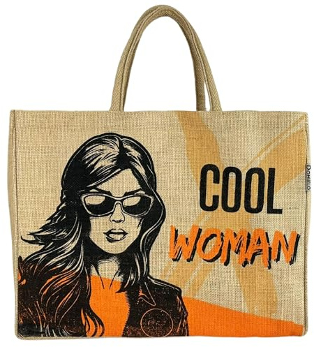 Domelo Einkaufstasche groß Jute Tasche Strandtasche XXL Arbeitstasche Damen Badetasche faltbar große Handtasche Korb einkaufen Jutetaschen mit Aufdruck Tragetasche Einkaufskörbe