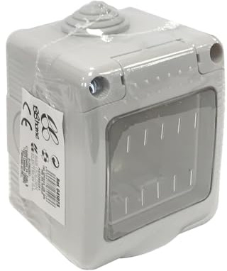 Caja de superficie con tapa de 2 módulos, diseñada para montaje en pared, perfecta para conexiones eléctricas y la organización eficiente de cables.