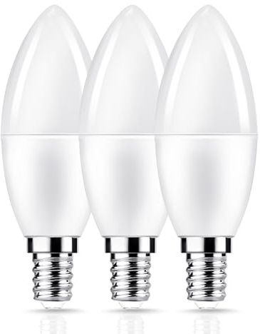 E14 Candle Light Bulb 80W, Candle Bulbs Small Screw Warm White, 3Pack | 9W SES E14 Bulb, 850LM, 3000K Soft Glow, Energy Saving Chandelier Lightbulbs, Non-Dimmable