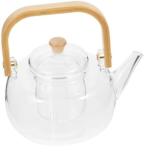 PRETYZOOM Théière Verre Transparent avec Infuseur Adaptée pour Thé et Tisanes Design Pratique et Facile à Nettoyer