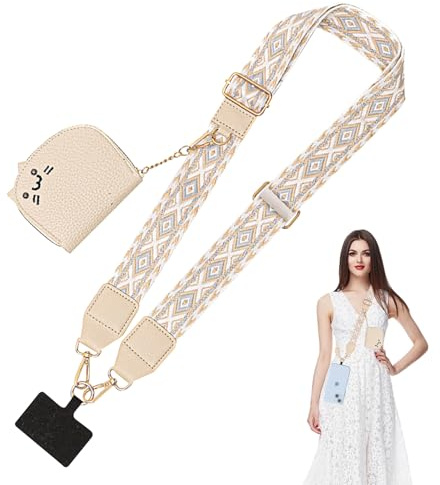 BSITSSS Fashion Phone Strap with Zippered Pouch, Phone Lanyard Pouch, MobilePhoneLanyard Accessories, Multifunctional Cross Body Wallet with Clip, Anti Theft PhoneStrap for Women