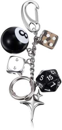 Matwsec 1PCS 8 Ball Dice Keychain Charms, Cute Eight Ball Key Chain for Bag Purse Handbag, Y2k Aesthetic Bag Purse Handbag Accessories Gifts for Billiard Lover