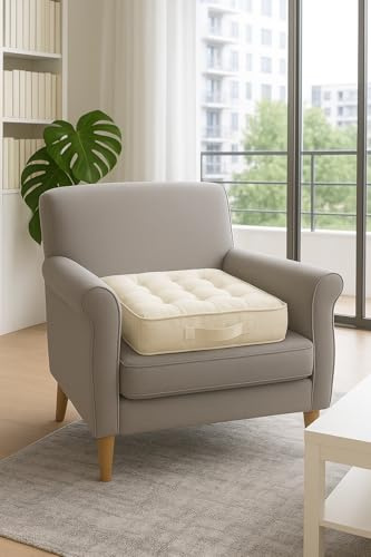 Booster Cushion for Armchairs – Cream - 45 X 45 X 10 cm - Seat Riser Extra Height Dining Chair Cushion - Joint Support for Elderly – Post-Operative and Pregnancy Comfort Seat Pad for Home & Office