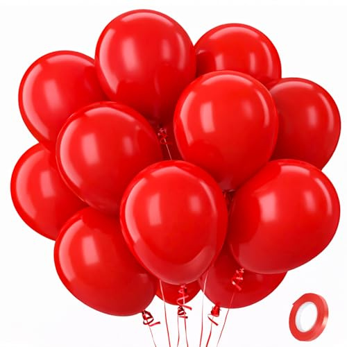 QIFU 100 Pezzi Palloncini Compleanno Elio Palloncini Rosso Modellabili, Addobbi Festa Matrimonio Compleanno Allestimento Gender Reveal Party Baby Shower Laurea Fidanzamento, 12 Pollici