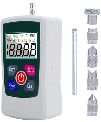Misuratore di forza digitale da 100 N/500 N, oz, lb, n, kg, dinamometro portatile for carichi di tensione e compressione in laboratorio Basso errore, alta sensibilità(500N)