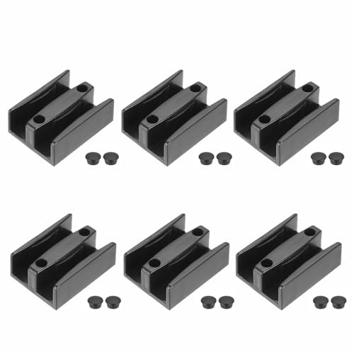 Lot de 6 guides de porte coulissante de douche - 53 mm - Double rainure - Avec capuchons de protection - Protection contre les chocs et la corrosion - Pour paroi de douche, salle de bain et vitres en