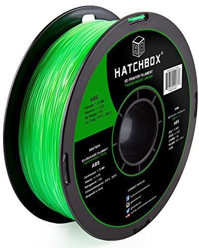 HATCHBOX 1,75 mm transparent grünes ABS-Filament für 3D-Drucker - 1 kg-Spule - Maßgenauigkeit +/- 0,05 mm