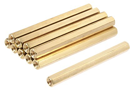sourcing map 10 Stück M4 x 60mm Innengewinde Messing Sechskant Abstandshalter Säulen Abstands Mutter