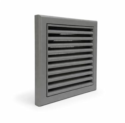 Fantronix Grey Fixed Blade Wall Vent Grille with Insect Mesh – 150 mm (6”) Rear Spigiot, 185 × 185 mm External Size for Bathroom & Kitchen Ducting