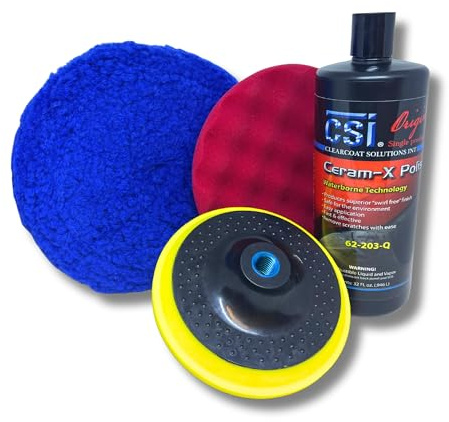 Ceram-X Fast-Fit Rotary Buffing Kit | Ceram-X Polish — Quart| Fast-Fit Buffing Pads and Backing Plate | Complete Buffing Kit for Rotary Polishers