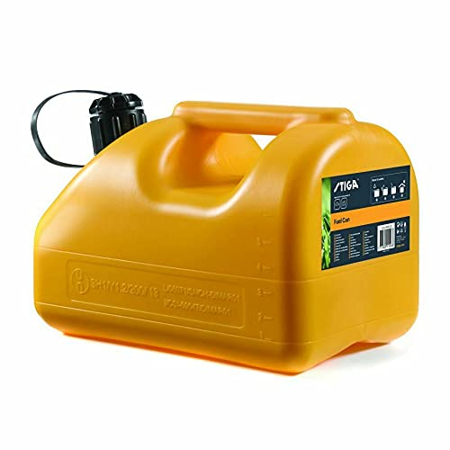 STIGA Bidón amarillo homologado para combustible, 5 litros de gasolina con boquilla de plástico