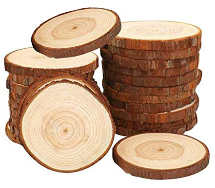 Lot de 10 rondelles en bois naturel de 5 à 6 cm - Rondes en bois non traitées - Rondes en bois non percées - Avec écorce - Pour bricolage, bricolage, décoration de Noël, mariage, décoration de table