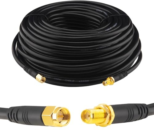 Boobrie 30M SuperFlex Cavo Coassiale RG58 Aggiornato SMA Maschio Femmina Cavo SMA Maschio a SMA Femmina Cavo di prolunga SMA a bassa perdita per Router WiFi 3G 4G LTE Antenna WiFi Router (Non per TV)