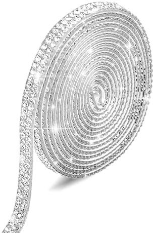 Noewmub 2 Yards Nastro Strass, Nastro Autoadesivi, Adesivi Scintillanti per Tessuti, Decorazioni Fai Da Te, Strisce per Abiti Sera, Regalo Telefonico Matrimonio