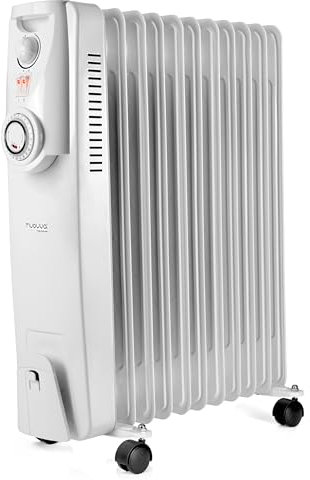 Oil Filled Radiator Free Standing – Heaters for Home Low Energy – Electric Heater with Thermostat – Portable 11 Fin 2500W Radiator with Timer – by Nuovva