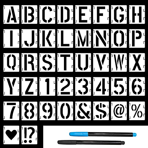 skytowards 42 Stück Buchstabenschablonen Malschablonen Buchstaben 10cm Buchstabennummer Vorlage Schriftschablone Zeichnungsvorlagen Kunststoff Schablonen Alphabet Bastelschablonen für Malerei
