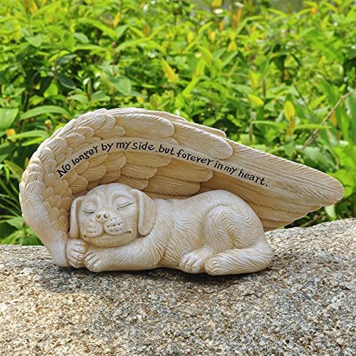 Hund Engel Figur - Harz Tierstatue Harz Schlafender Hund Statue Grabschmuck Für Haustiere Wetterfeste Tierstatue Grabfiguren Deko Haustier Gedenken Tier Garten Statue Gedenkstein Für Haustiere
