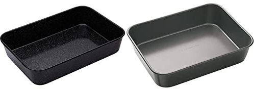 MasterClass Vitreous Enamel Roasting Tin, Induction Safe 1mm Steel with Scratch Resistant Coating & Large Roasting Tin,Deep, Non-Stick Carbon, Grey, 39 x 28 x 7 cm