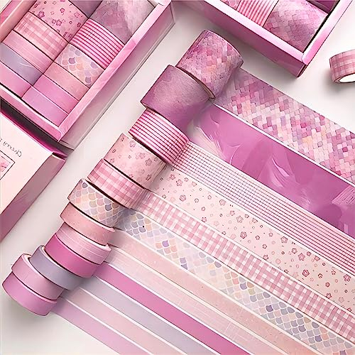 YMWALK Washi Tape, 12 Rollen Dekorative Klebeband Bunte Blumen Poster Tape Scrapbooking Tape für DIY Kunst & Handwerk und Geschenkverpackung, Urlaubsdekoration, Büro Bullet Journal (Farbe-08)