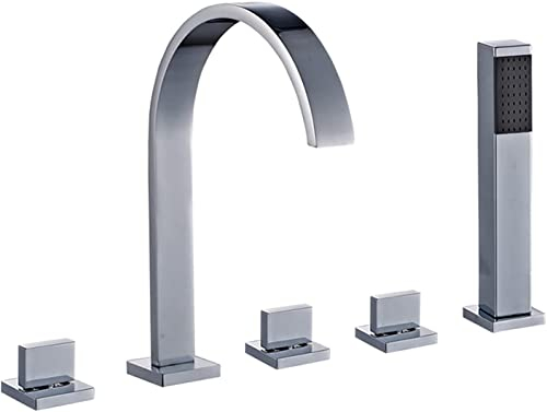 Badewannenarmatur Mit Handbrause, 5-Loch Wannenrandarmatur, Armatur Badewanne Armatur, Aufsatz-Wasserfall-Badewannenarmatur, Mischbatterie Badewanne Aus Messing, Badewannen Armaturen
