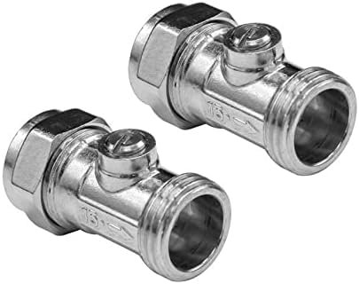 hep® 15mm x 1/2 Male Flat Faced Matt Chrome Service Isolationg Valve Suitable for Flexi Hose Pipes to Toilet, Basin, Kitchen Pack of 2