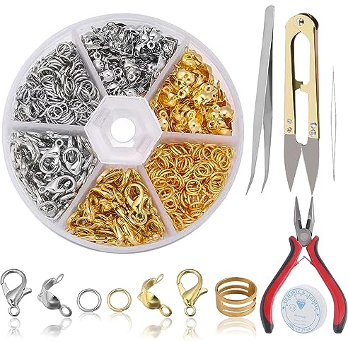 Kettenverschluss 467 Stück Verschlüsse für Armbänder Armband Verschluss Schmuckherstellung Kettenverschluss für DIY Armband Ketten Verschlüsse Set mit Werkzeug Zange Pinzette Öffner Schließer 2 Farben